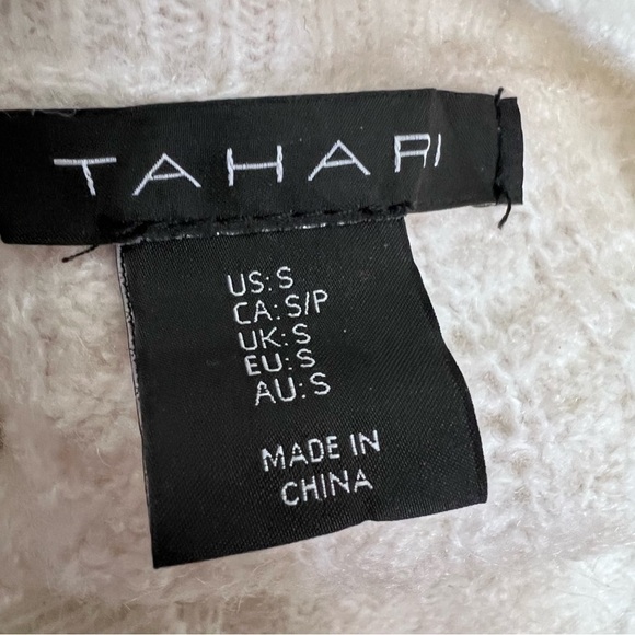 Tahari Cream Cable Knit Wool Mohair Sweater Size Small - Picture 5 of 8